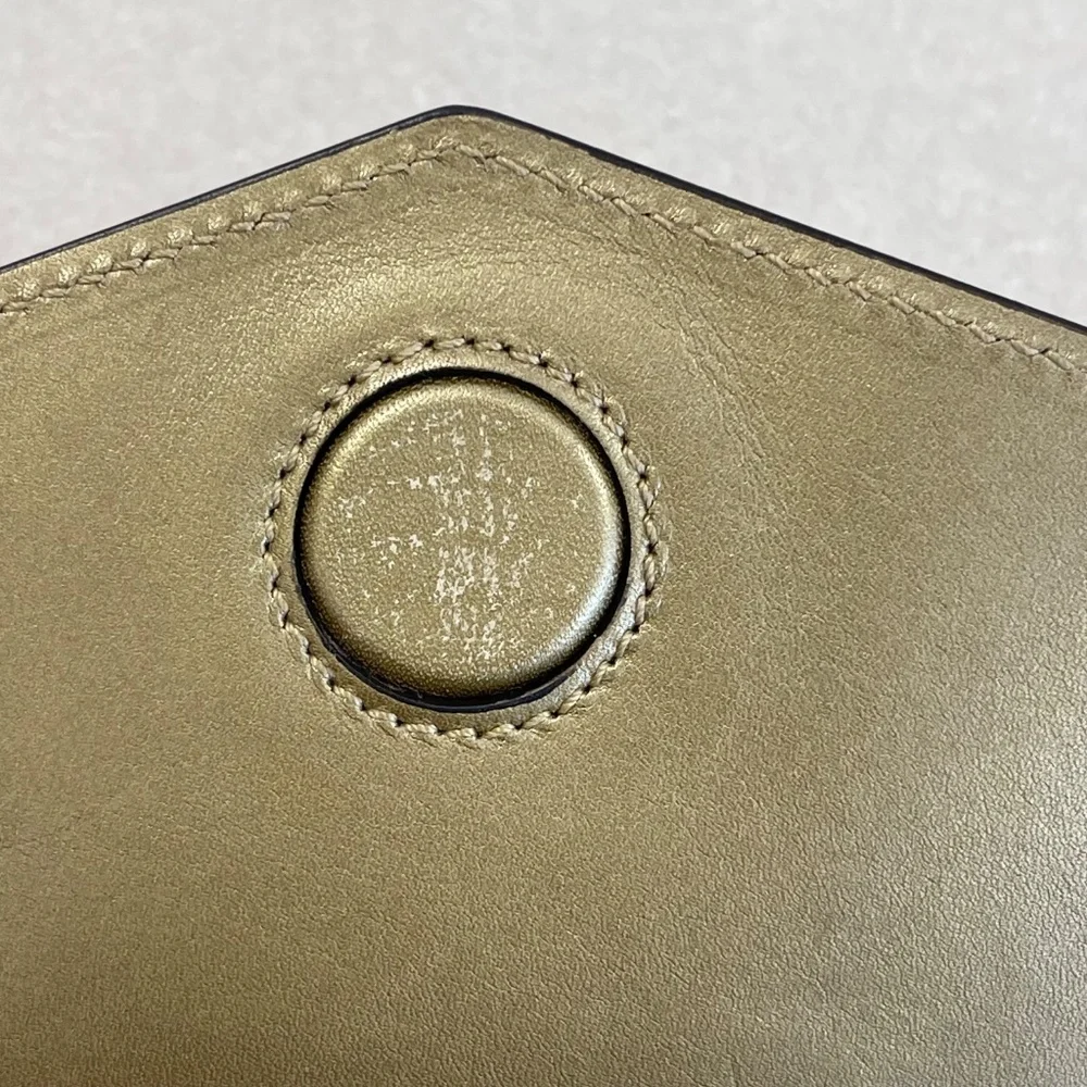 Gucci Gold Laminated Lizard Clutch w/ Crystal Dragonfly Embellishments-Preloved - Picture 10 of 16